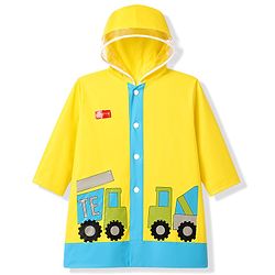 Babyhug Full Sleeves Raincoat with Truck Print - Yellow