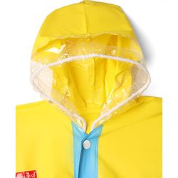 Babyhug Full Sleeves Raincoat with Truck Print - Yellow