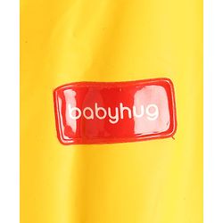 Babyhug Full Sleeves Raincoat with Dino Print - Golden