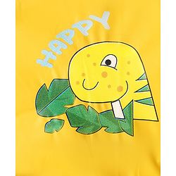 Babyhug Full Sleeves Raincoat with Dino Print - Golden