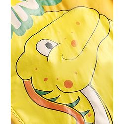 Babyhug Full Sleeves Raincoat with Dino Print - Golden