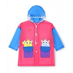 Babyhug Full Sleeves Raincoat with Animal Print - Multicolor
