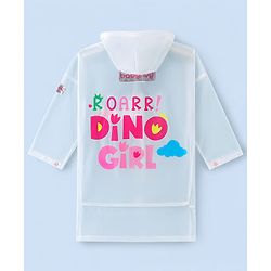 Babyhug Full Sleeves Raincoat with Dino Print - White