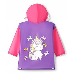 Babyhug Full Sleeves Raincoat with Unicorn & Rainbow Print - Multicolor