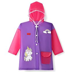 Babyhug Full Sleeves Raincoat with Unicorn & Rainbow Print - Multicolor