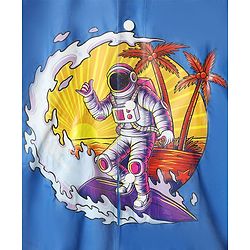 Babyhug Full Sleeves Raincoat with Astronaut Print - Royal Blue