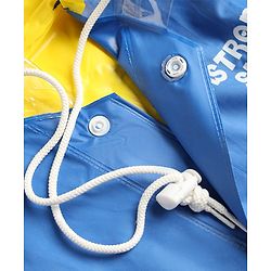 Babyhug Full Sleeves Raincoat with Astronaut Print - Royal Blue
