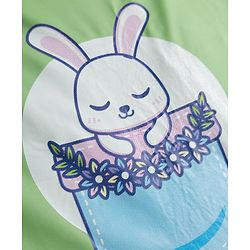 Babyhug Full Sleeves Knee Length Hooded Raincoat with Bunny Print - Green