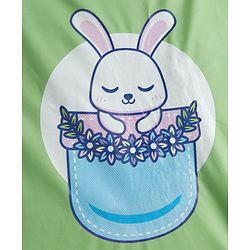 Babyhug Full Sleeves Knee Length Hooded Raincoat with Bunny Print - Green