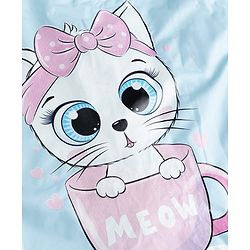 Babyhug Full Sleeves Knee Length Hooded Raincoat with Kitten Print - Light Green