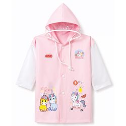 Babyhug Full Sleeves Unicorn Printed Raincoat - Pink