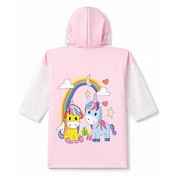 Babyhug Full Sleeves Unicorn Printed Raincoat - Pink