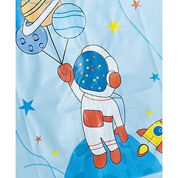 Babyhug Full Sleeves Space Theme Printed Raincoat - Light Blue