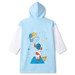 Babyhug Full Sleeves Space Theme Printed Raincoat - Light Blue