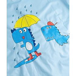 Babyhug Full Sleeves Raincoat With Dino Print - Light Blue