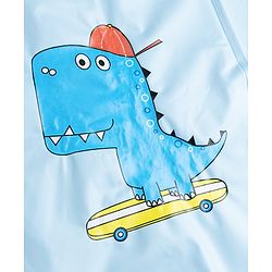 Babyhug Full Sleeves Raincoat With Dino Print - Light Blue