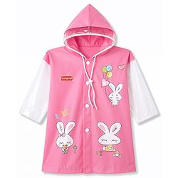 Babyhug Full Sleeves Bunny Printed Raincoat - Pink