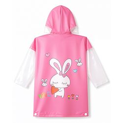Babyhug Full Sleeves Bunny Printed Raincoat - Pink
