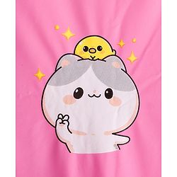 Babyhug Full Sleeves Raincoat With Animal Print - Pink