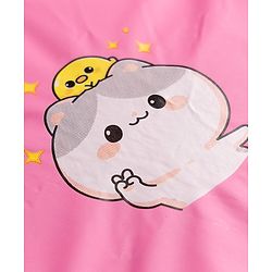 Babyhug Full Sleeves Raincoat With Animal Print - Pink