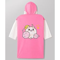 Babyhug Full Sleeves Raincoat With Animal Print - Pink