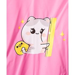 Babyhug Full Sleeves Raincoat With Animal Print - Pink