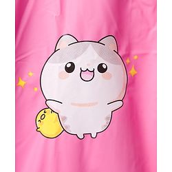 Babyhug Full Sleeves Raincoat With Animal Print - Pink