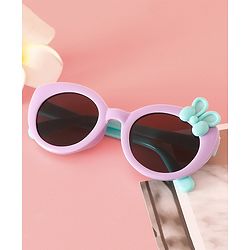 Babyhug Solid Round Frame Sunglasses with Bow Applique - Light Purple