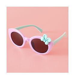 Babyhug Solid Round Frame Sunglasses with Bow Applique - Light Purple