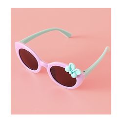 Babyhug Solid Round Frame Sunglasses with Bow Applique - Light Purple