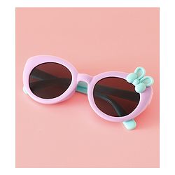 Babyhug Solid Round Frame Sunglasses with Bow Applique - Light Purple