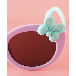 Babyhug Solid Round Frame Sunglasses with Bow Applique - Light Purple