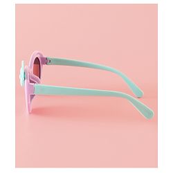 Babyhug Solid Round Frame Sunglasses with Bow Applique - Light Purple