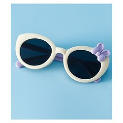 Babyhug Solid Round Frame Sunglasses with Bow Applique - Beige