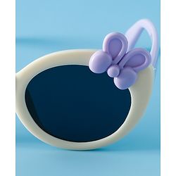 Babyhug Solid Round Frame Sunglasses with Bow Applique - Beige