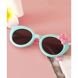 Babyhug Solid Round Frame Sunglasses with Bow Applique - Beige