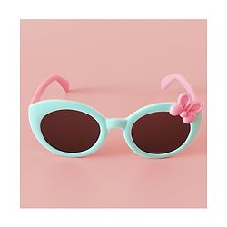 Babyhug Solid Round Frame Sunglasses with Bow Applique - Beige