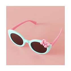 Babyhug Solid Round Frame Sunglasses with Bow Applique - Beige
