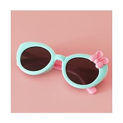 Babyhug Solid Round Frame Sunglasses with Bow Applique - Beige