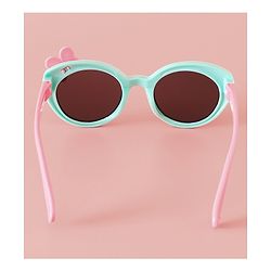 Babyhug Solid Round Frame Sunglasses with Bow Applique - Beige