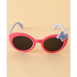 Babyhug Solid Round Frame Sunglasses with Bow Applique - Pink