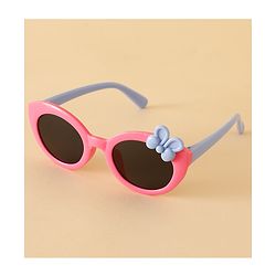 Babyhug Solid Round Frame Sunglasses with Bow Applique - Pink