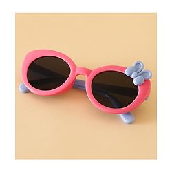 Babyhug Solid Round Frame Sunglasses with Bow Applique - Pink