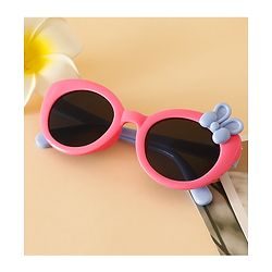 Babyhug Solid Round Frame Sunglasses with Bow Applique - Pink