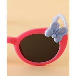 Babyhug Solid Round Frame Sunglasses with Bow Applique - Pink