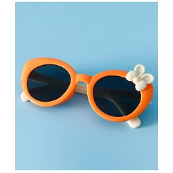 Babyhug Solid Round Frame Sunglasses with Bow Applique - Beige