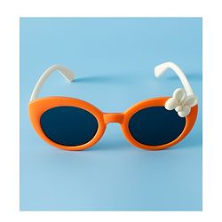 Babyhug Solid Round Frame Sunglasses with Bow Applique - Beige