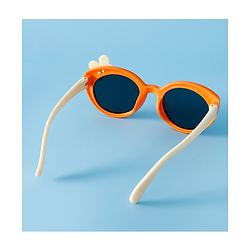 Babyhug Solid Round Frame Sunglasses with Bow Applique - Beige
