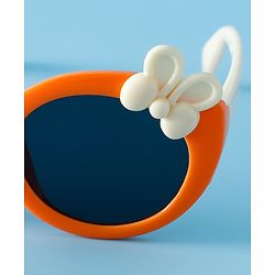 Babyhug Solid Round Frame Sunglasses with Bow Applique - Beige