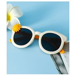 Babyhug Solid Coloured Sunglasses With Flower Applique - Beige